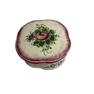 Antique Clamecy Earthenware Jewelry Box Trinket Box - Made In France